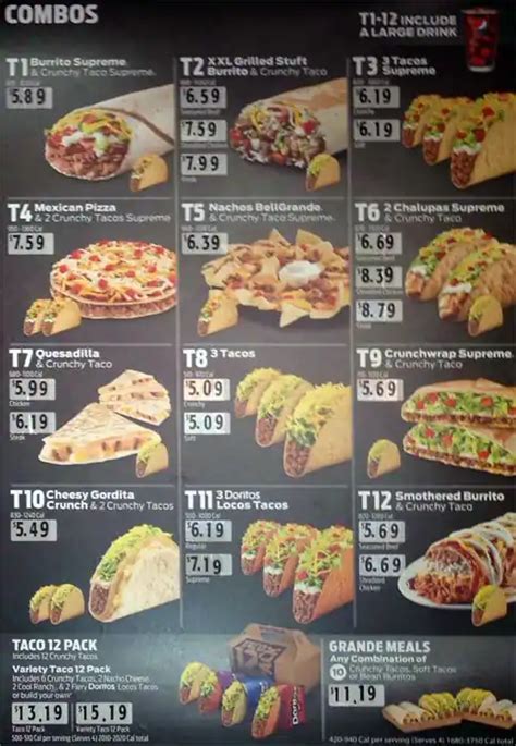 Macon, MO 63552. . Taco bell lunch menu